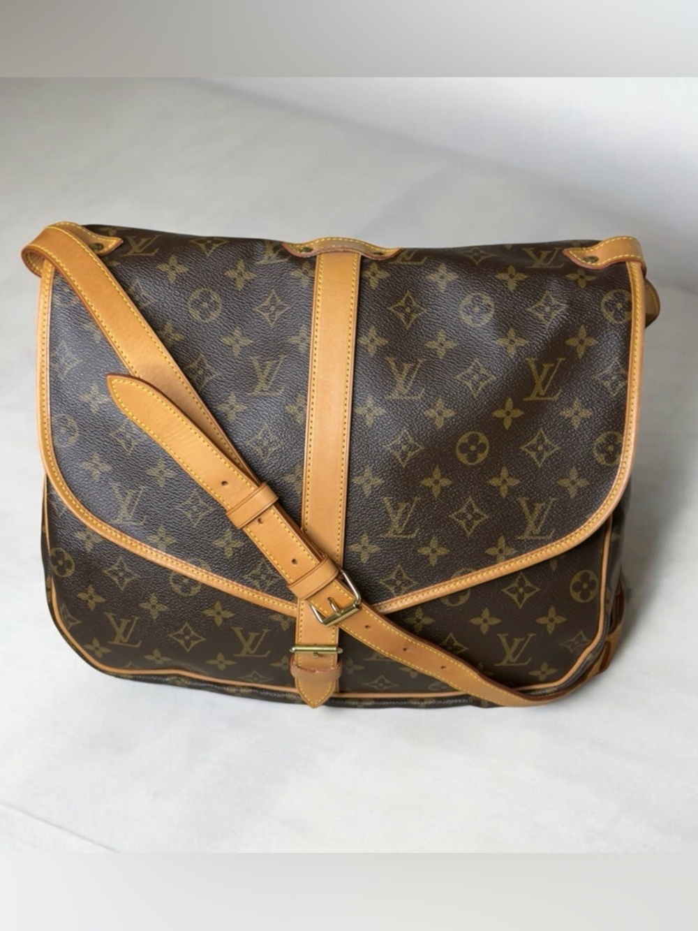 Louis Vuitton Saumur 35 Monogram Shoulder Crossbody Messenger Double Saddle Bag
